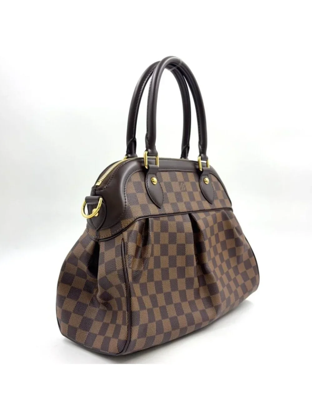 Louis Vuitton Trevi PM Damier Ebene Leather Brown Handbag Gold